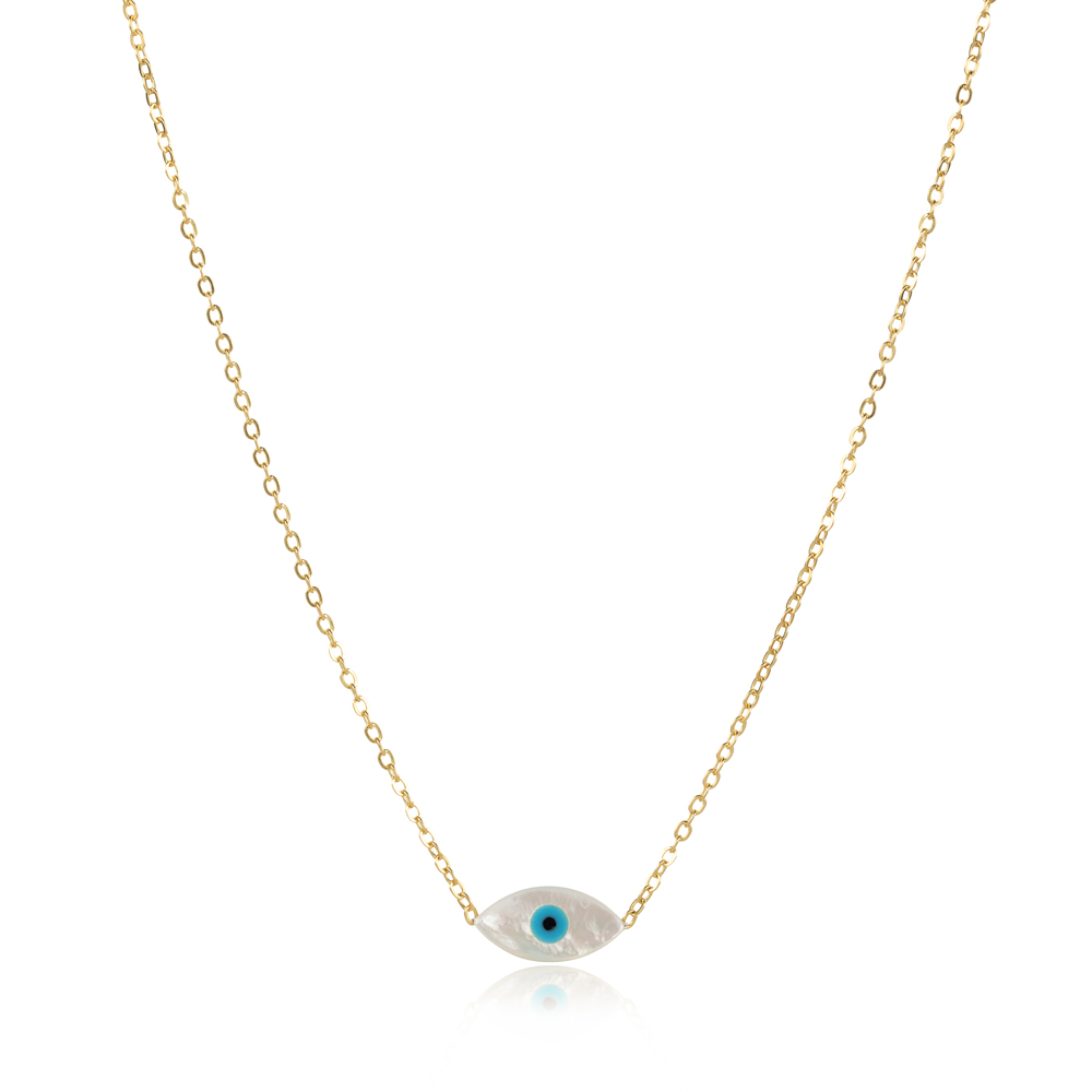 Evil Eye Mother of Pearl 925 Charm Necklace