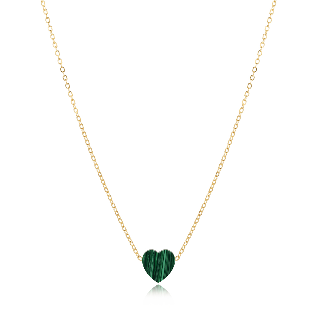Malachite Heart Design 925 Charm Necklace