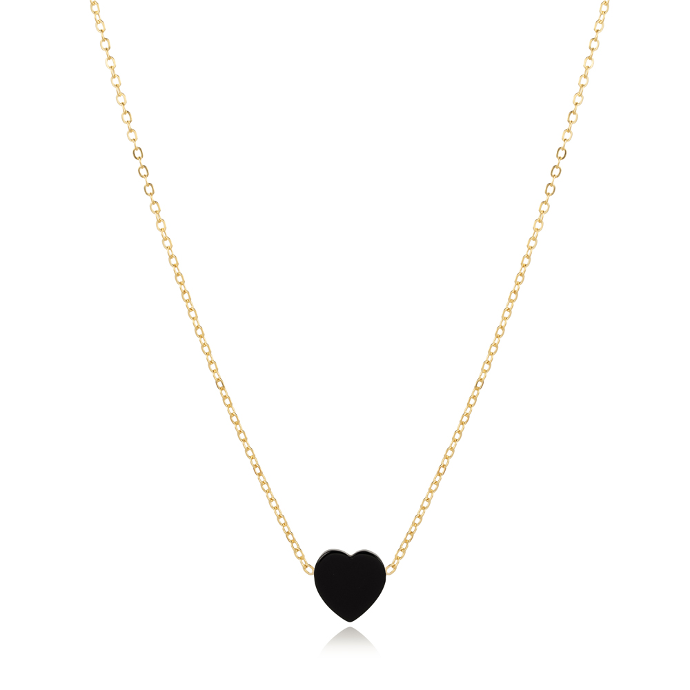 Onyx Heart Design 925 Charm Necklace