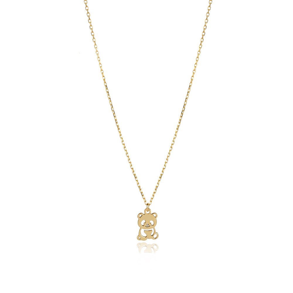 Laser Cut Plain Panda Design Charm Necklace
