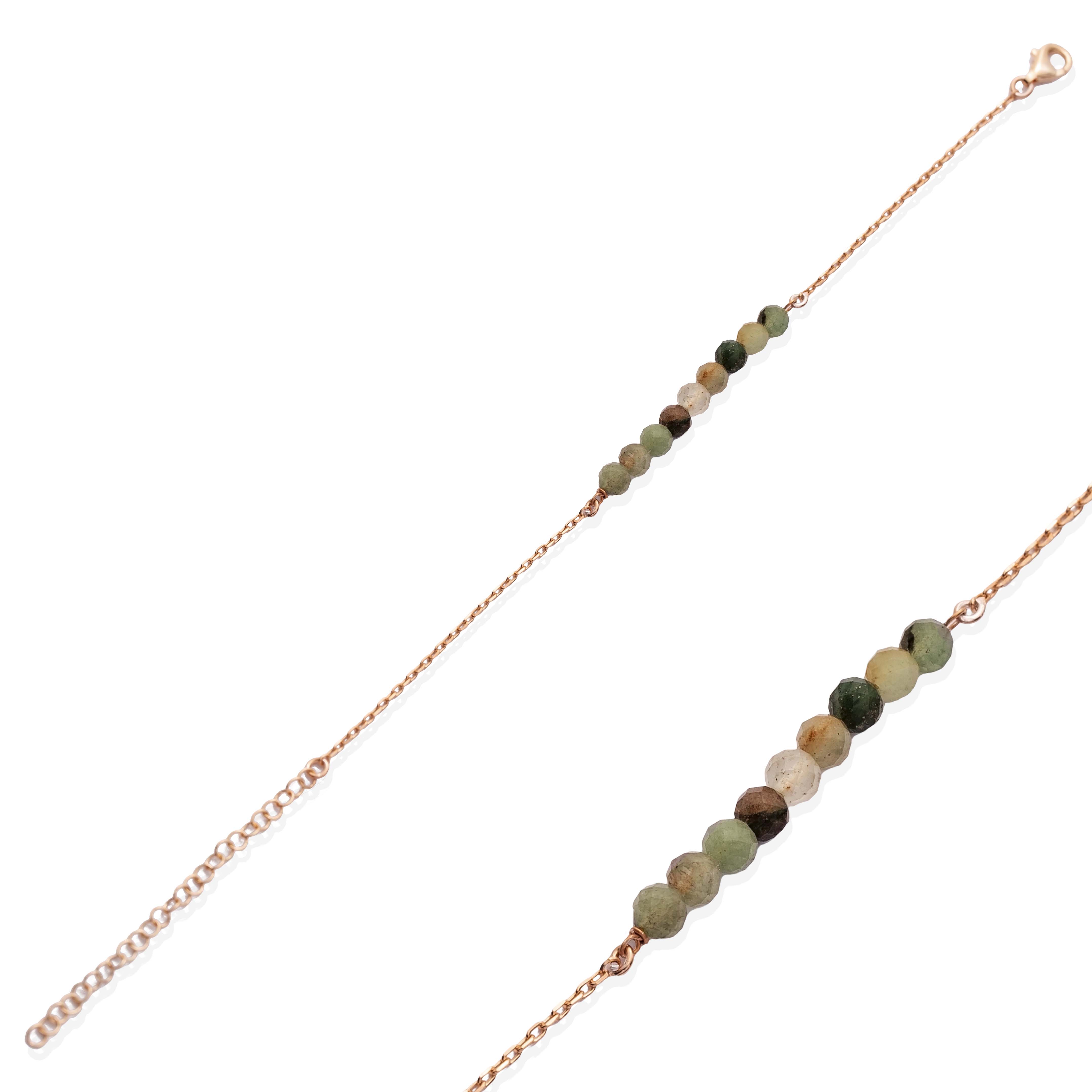 Minimalist Style Colorful Beads Silver Beaded Bracelet