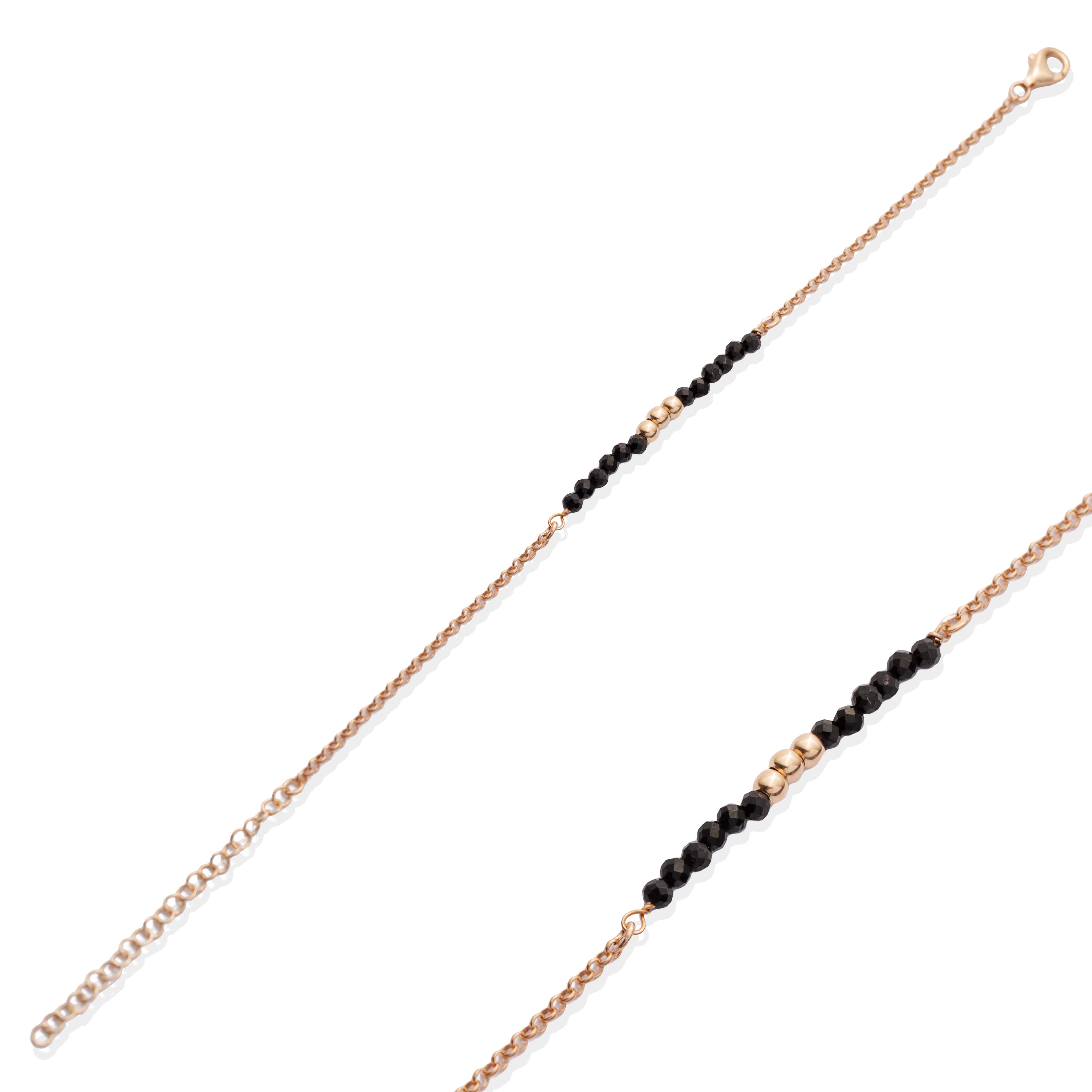 Tiny Black Beads Cute Turkish 925 Silver Beaded Bracelet